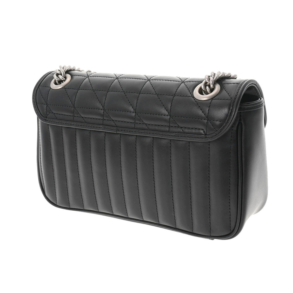 Gucci Leather Black GG Chevron Shoulder Marmont Bag Quilted Black